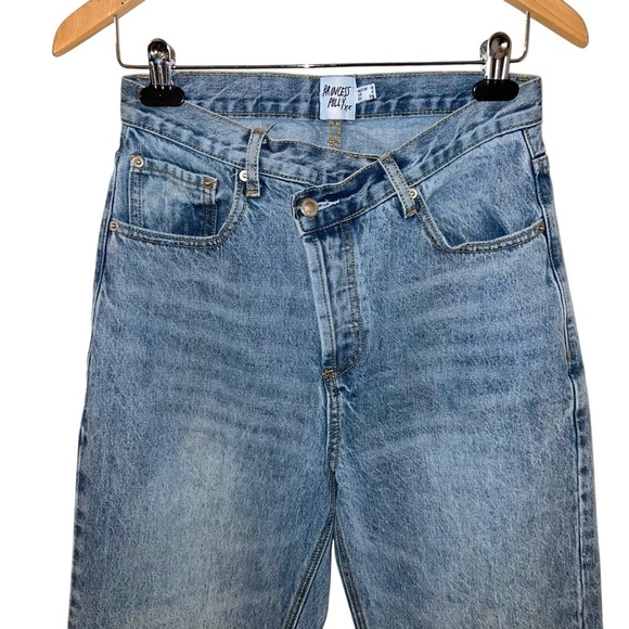 Princess Polly Holly Asymmetric Crossover Waist Rigid Straight Leg Jeans - Picture 4 of 12